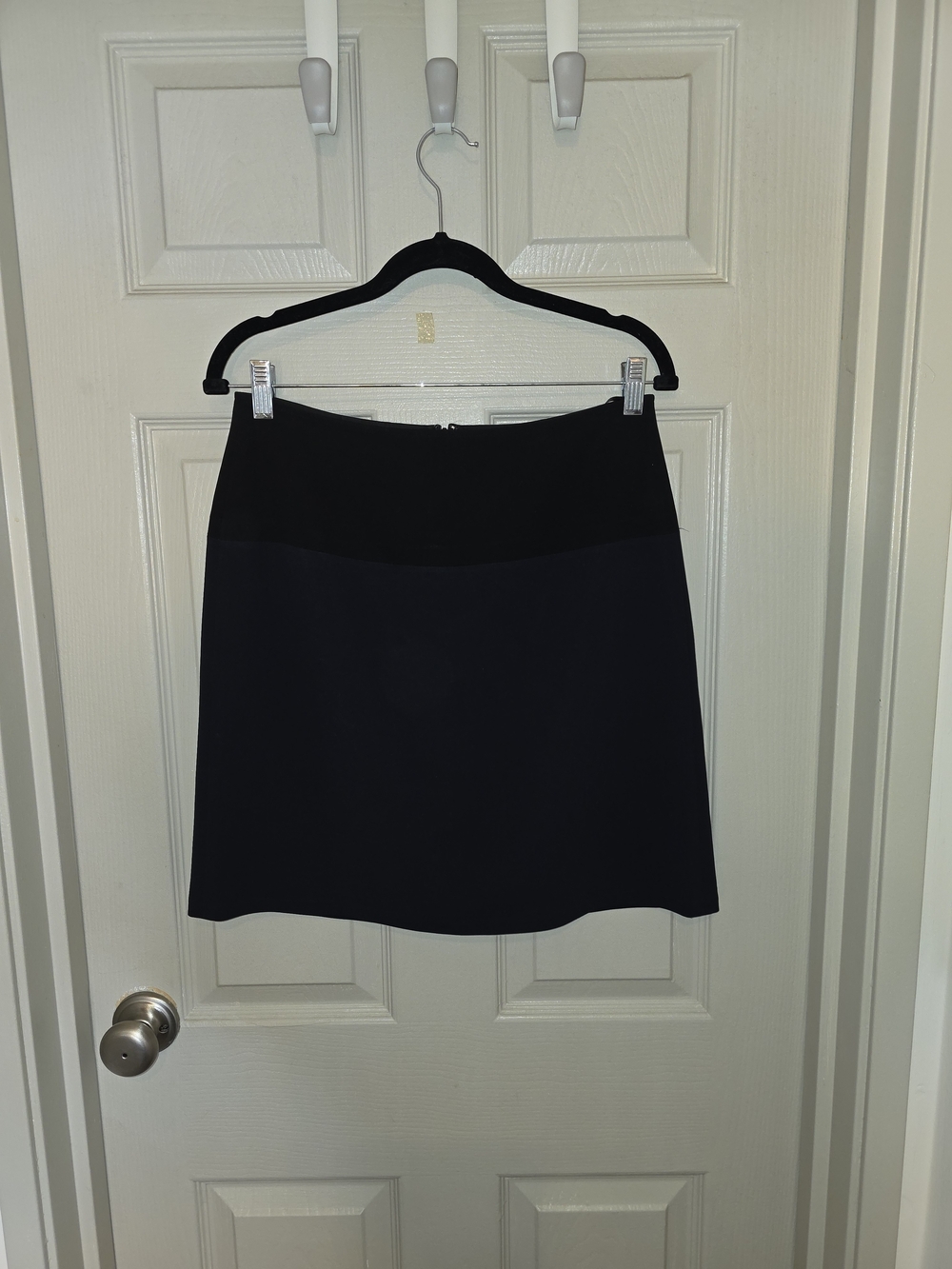 DKNY Black Two-Tone A-Line Skirt with Subtle Panel
